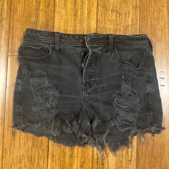 Hollister Pants - Hollister curvy high waisted black jean mom shorts 3”, waist 28